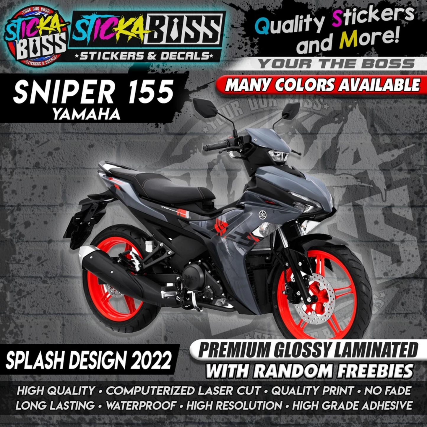 Sniper 155 NEW STOCK DECALS (SPLASH DESIGN 2022) MALAYSIAN CONCEPT【WITH FREEBIES】