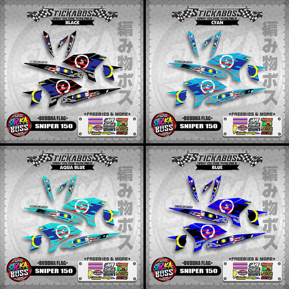 SNIPER 150 MALAYSIAN STICKER DECALS ( BUDDHA FLAG )【WITH FREEBIES】
