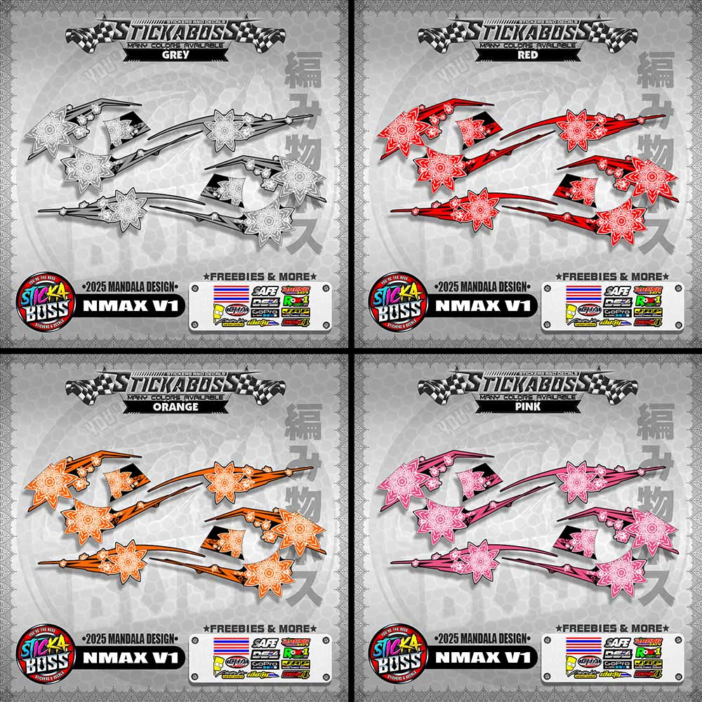 NMAX V1 INDO-THAI-MALAYSIAN STICKER DECALS ( 2025 MANDALA DESIGN )【WITH FREEBIES】