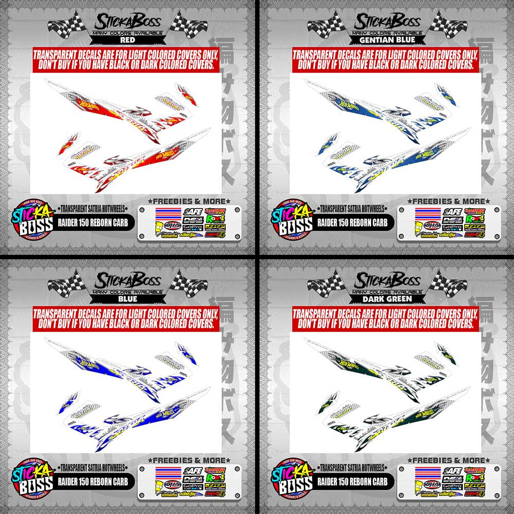 RAIDER 150 REBORN CARB DECALS ( TRANSPARENT SATRIA HOTWHEELS )【WITH FREEBIES】