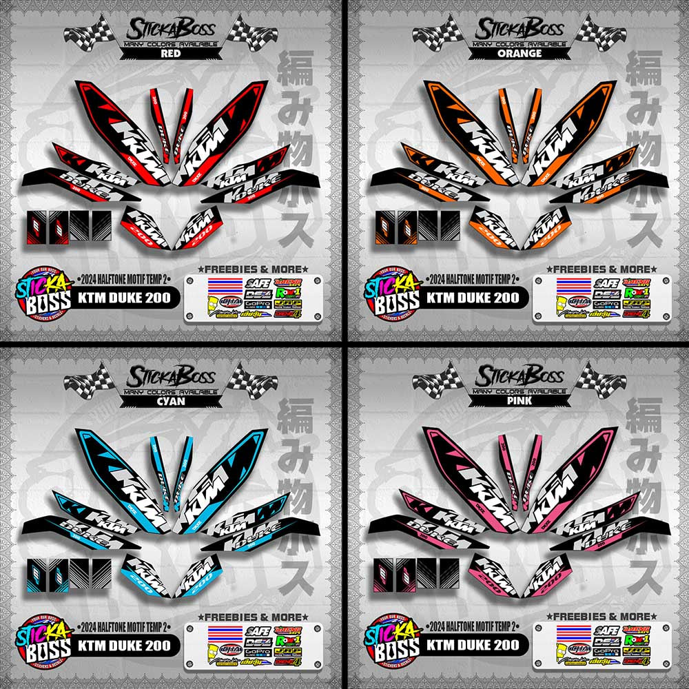KTM DUKE 200 STICKER DECALS ( 2024 HALFTONE MOTIF TEMP 2 )【WITH FREEBIES】