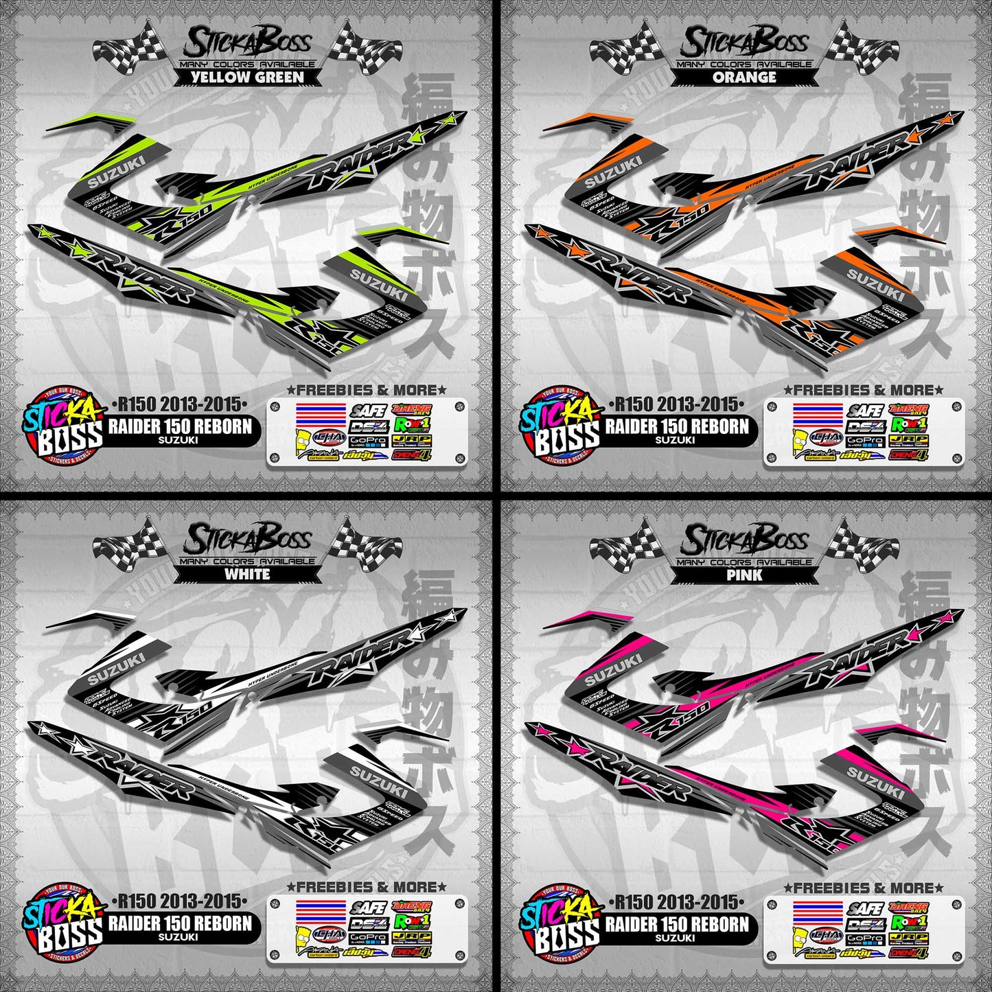 RAIDER 150 REBORN STOCK DECALS ( R150 2013 - 2015 )【WITH FREEBIES】