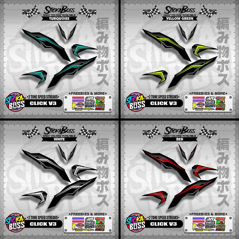 CLICK V3 DECALS ( 2 TONE SPEED STREAKS )【WITH FREEBIES】