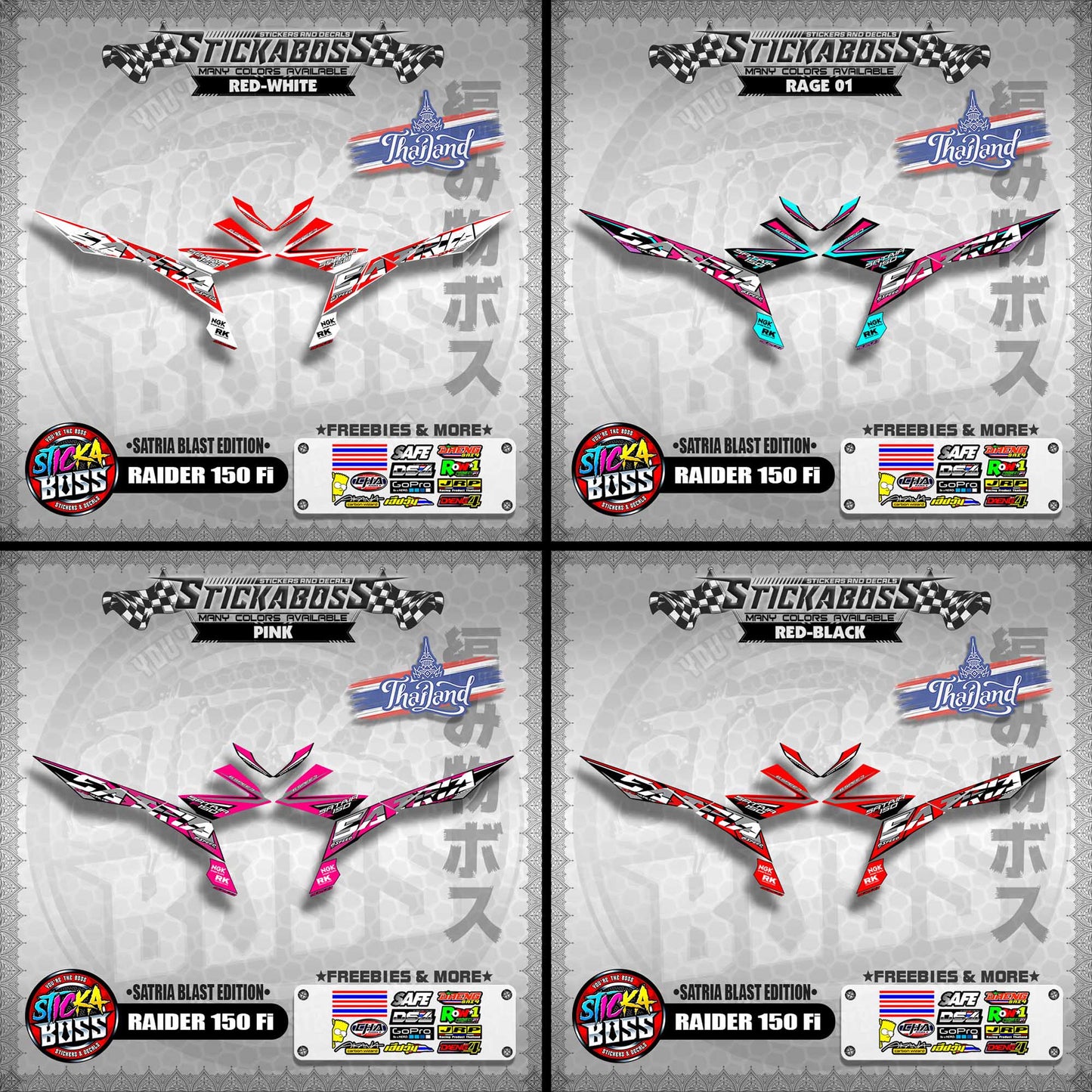 SUZUKI RAIDER 150 Fi Thai Decals ( Satria Blast Edition )【WITH FREEBIES】Thailand Concept