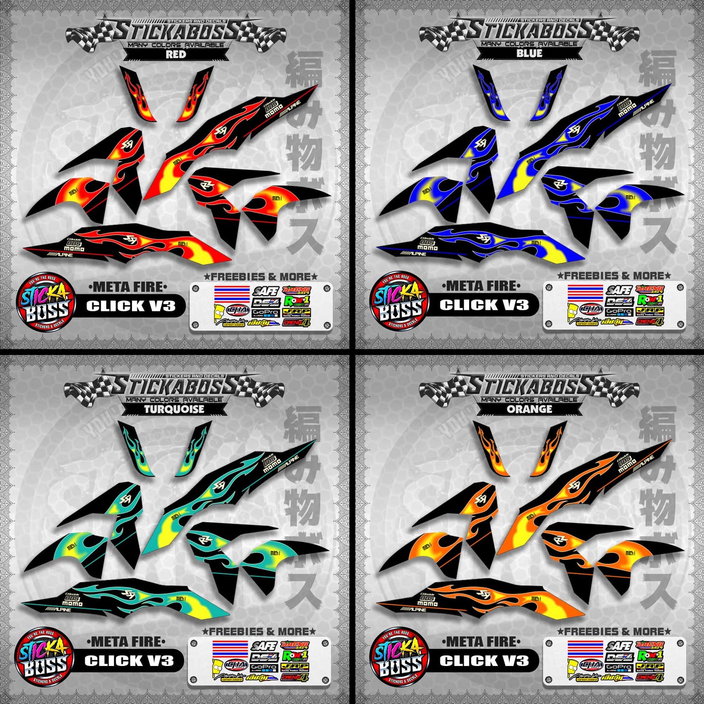 CLICK V3 STICKER DECALS ( META FIRE )【WITH FREEBIES】