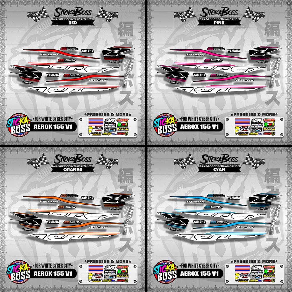 AEROX 155 V1 DECALS ( FOR WHITE CYBER CITY )【WITH FREEBIES】