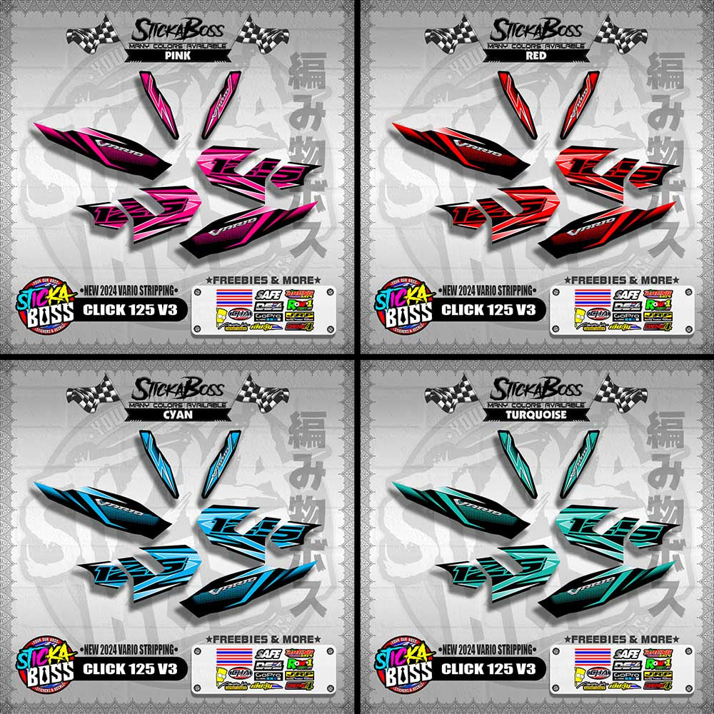 CLICK 125 V3 DECALS ( NEW 2024 VARIO STRIPPING )【WITH FREEBIES】