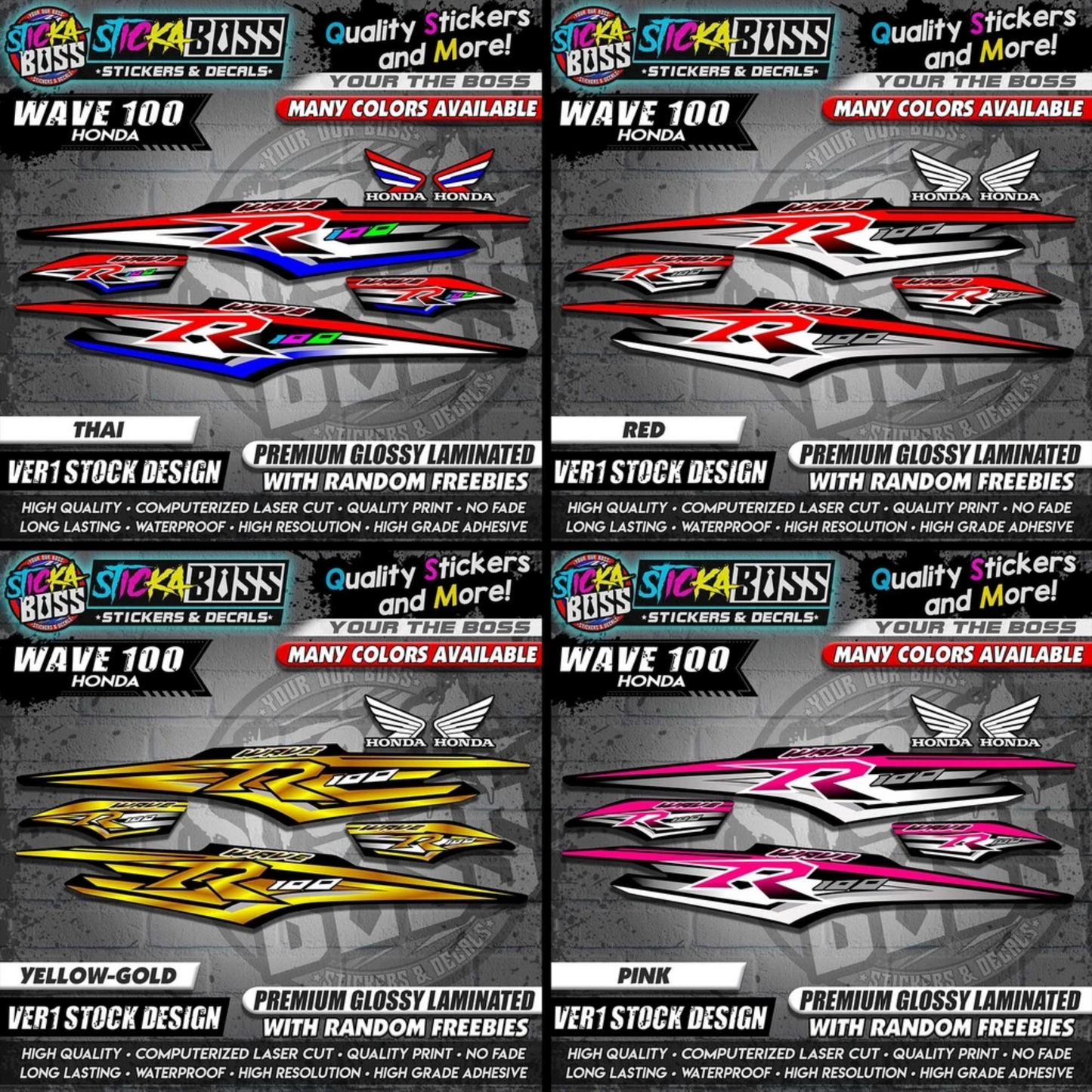 HONDA WAVE 100 R DECALS (Ver1 Stock Design)【WITH FREEBIES】