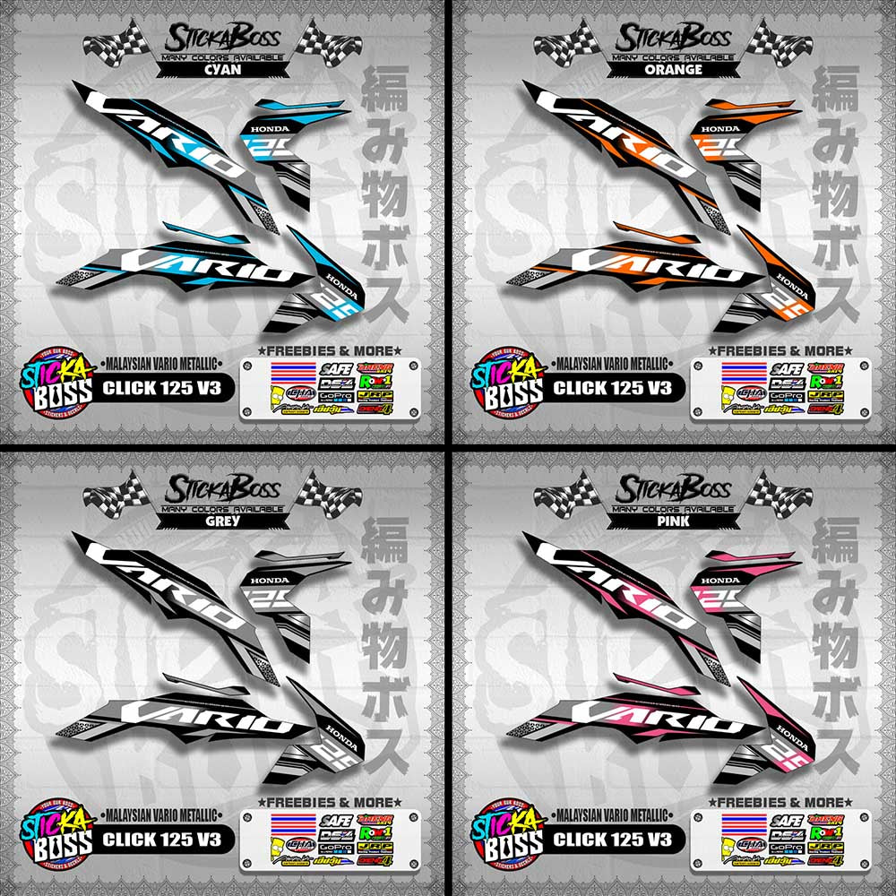 CLICK 125 V3 DECALS ( MALAYSIAN VARIO METALLIC )【WITH FREEBIES】