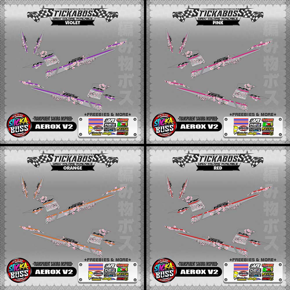 【PREMIUM UV PRINT】TRANSPARENT AEROX 155 V2 ( SAKURA INSPIRED )【WITH FREEBIES】