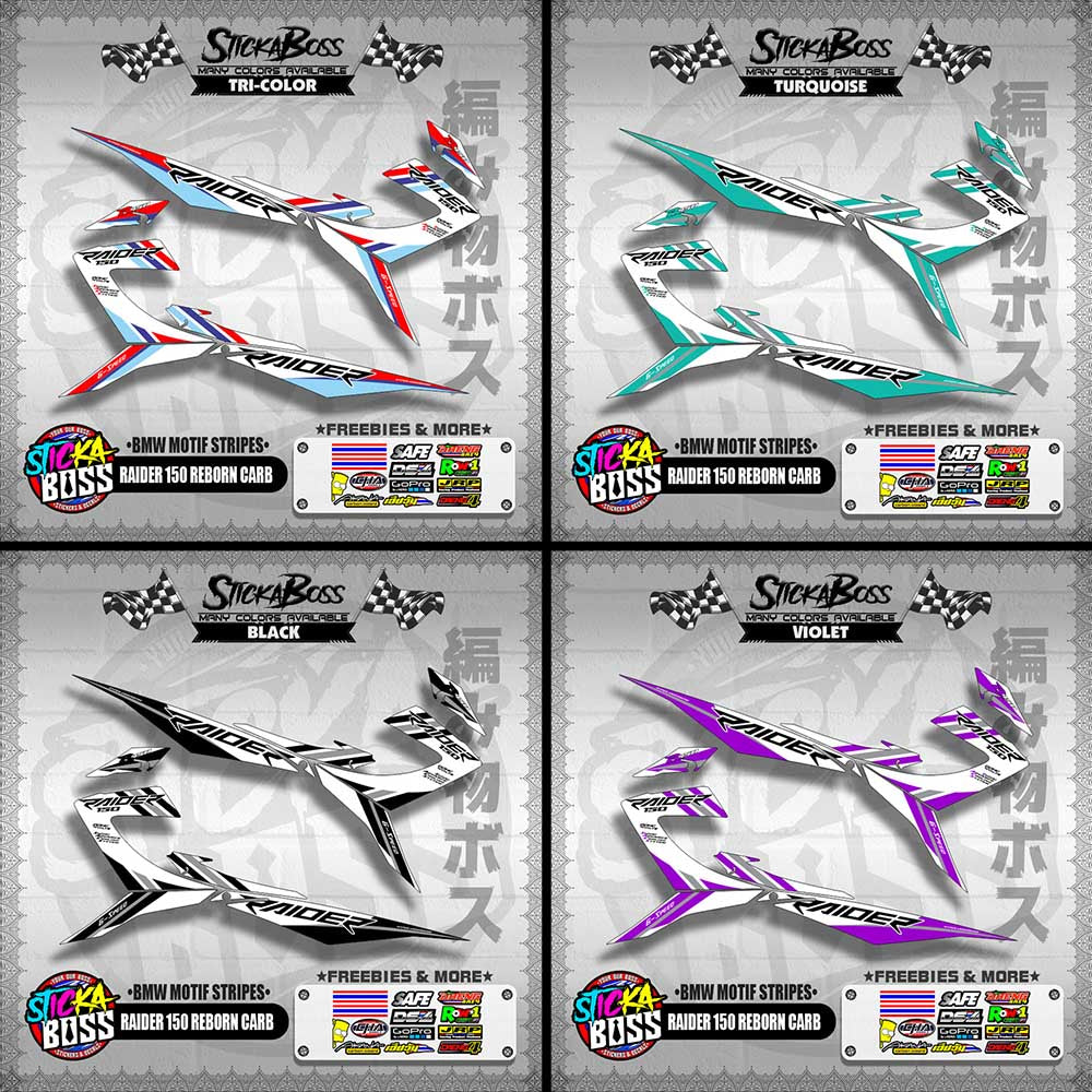 RAIDER 150 REBORN CARB DECALS ( BMW MOTIF STRIPES )【WITH FREEBIES】
