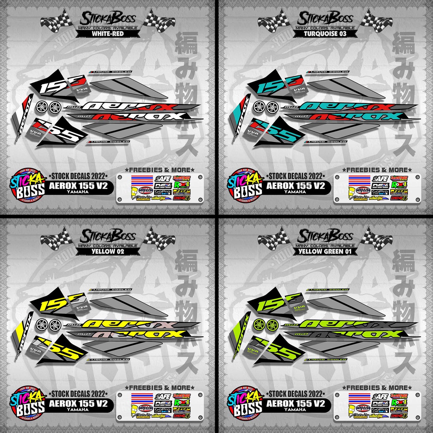 AEROX 155 V2 ( STOCK DECALS 2022 )【WITH FREEBIES】