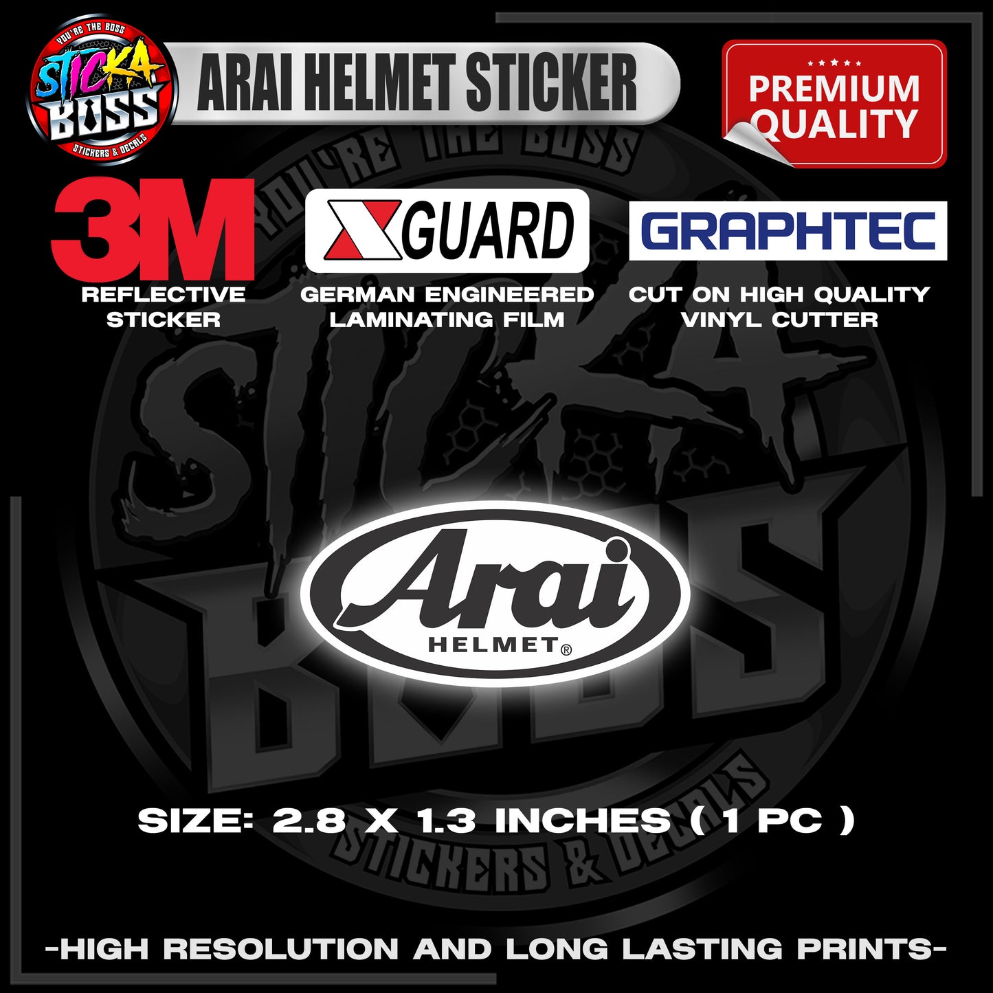 ARAI HELMET STICKER | 3M REFLECTIVE STICKER | PREMIUM LAMINATED【PREMIUM QUALITY】