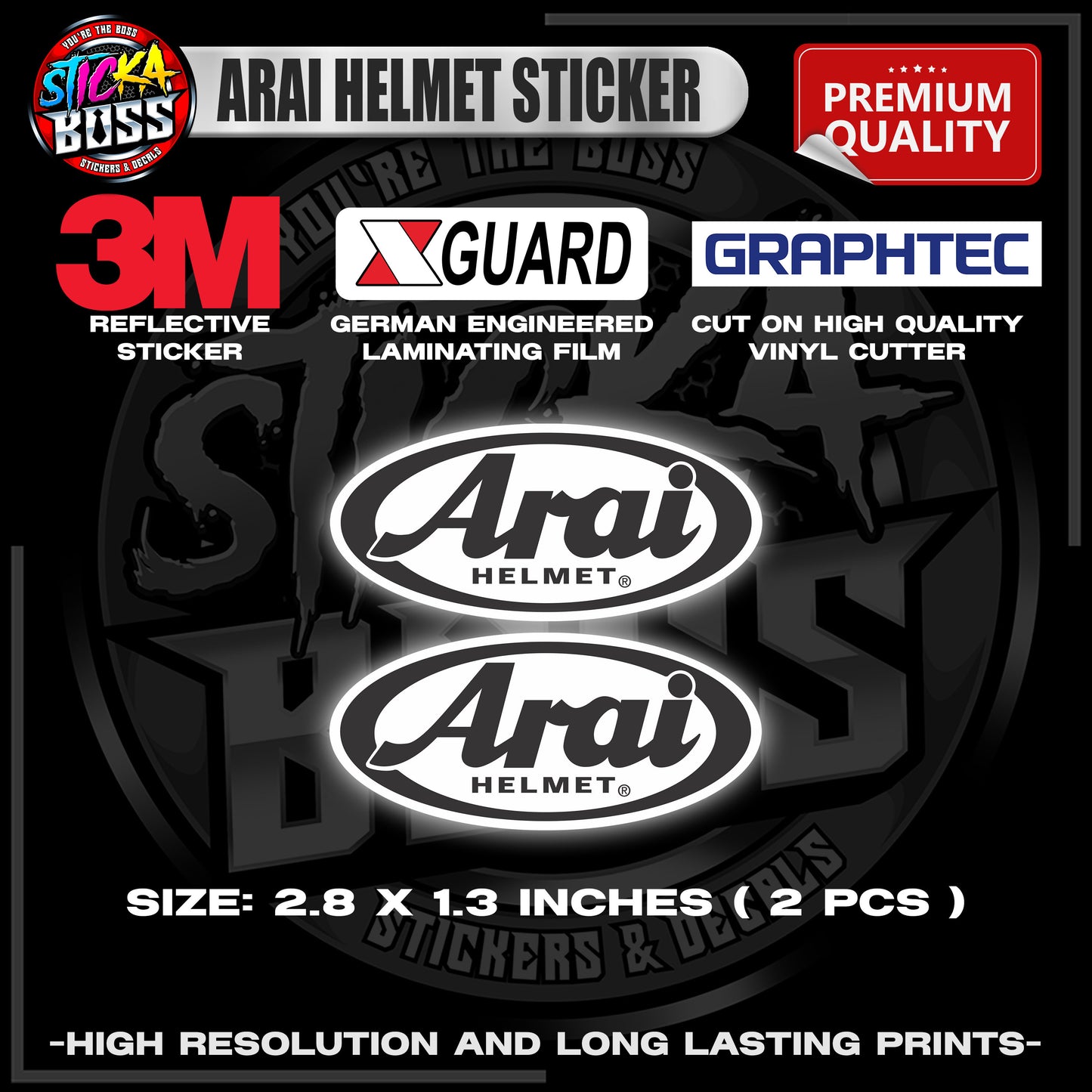 ARAI HELMET STICKER | 3M REFLECTIVE STICKER | PREMIUM LAMINATED【PREMIUM QUALITY】