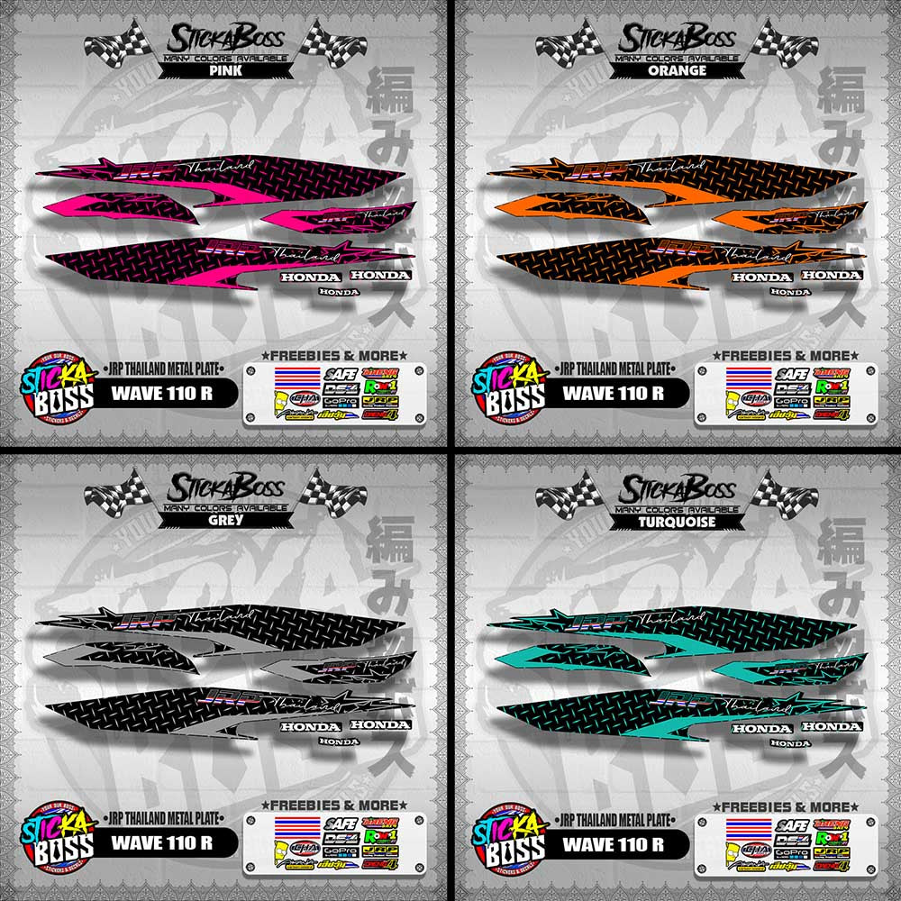 WAVE 110 R DECALS ( JRP THAILAND METAL PLATE )【WITH FREEBIES】