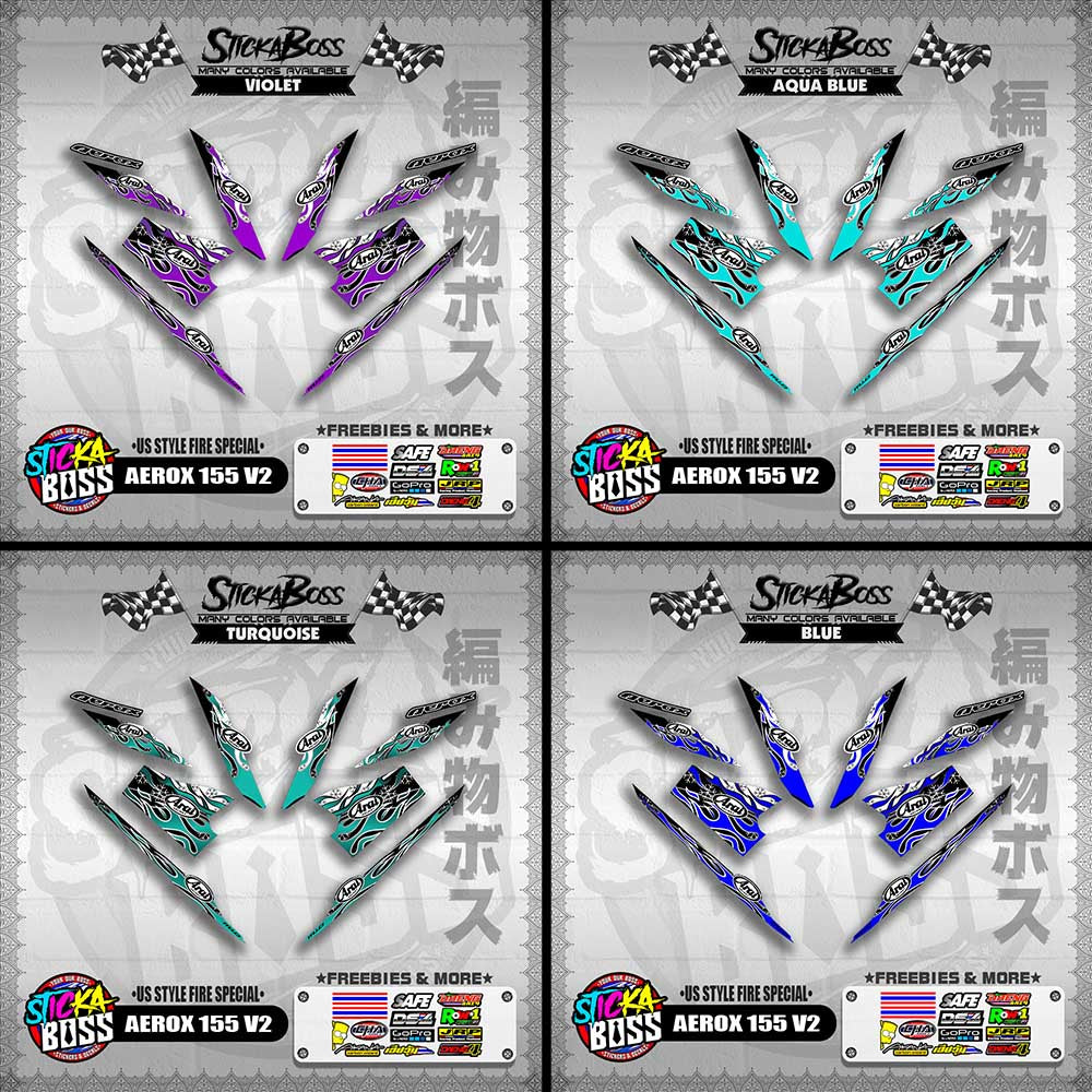 AEROX 155 V2 DECALS ( US STYLE FIRE SPECIAL )【WITH FREEBIES】