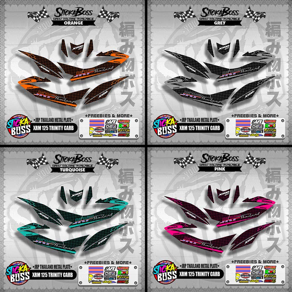 XRM 125 TRINITY CARB DECALS ( JRP THAILAND METAL PLATE )【WITH FREEBIES】