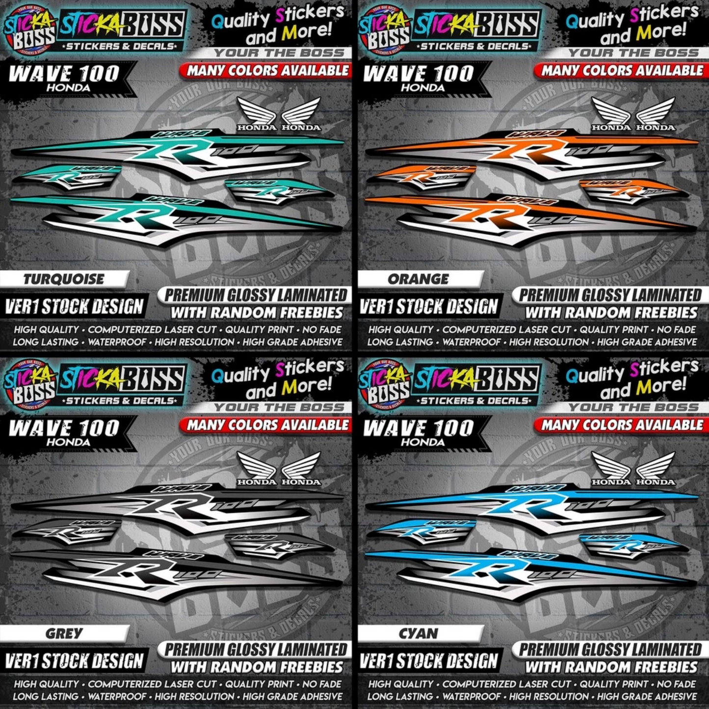 HONDA WAVE 100 R DECALS (Ver1 Stock Design)【WITH FREEBIES】