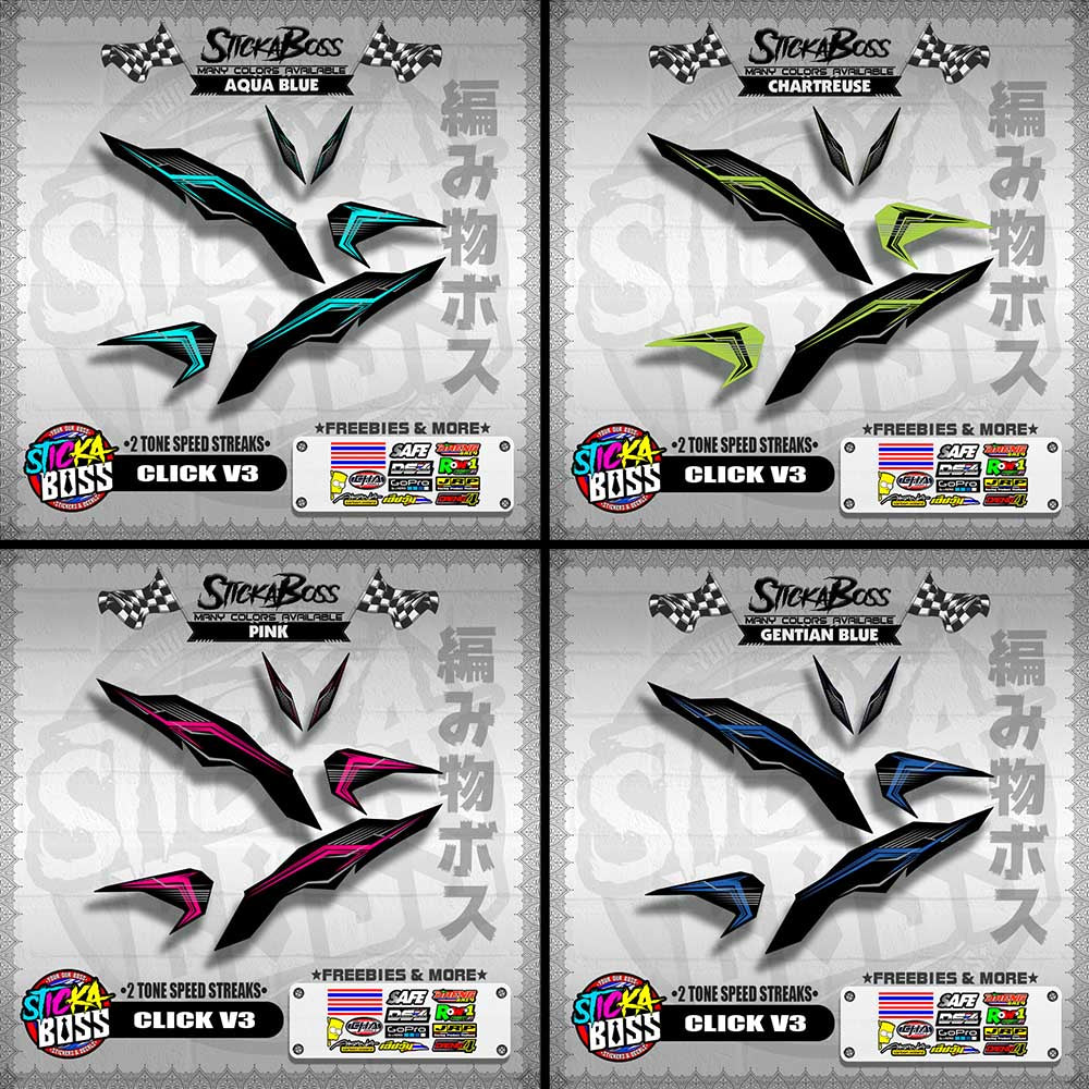 CLICK V3 DECALS ( 2 TONE SPEED STREAKS )【WITH FREEBIES】
