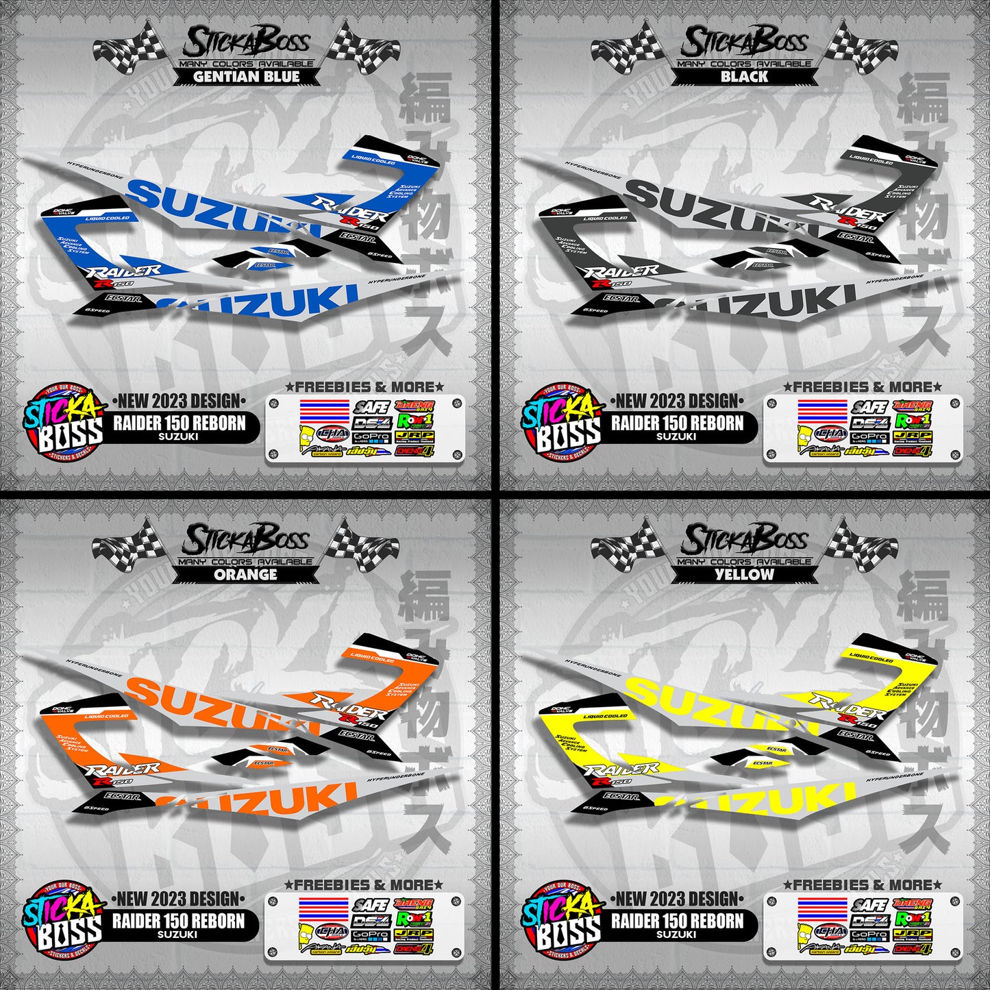 RAIDER 150 REBORN STOCK DECALS ( NEW 2023 DESIGN )【WITH FREEBIES】