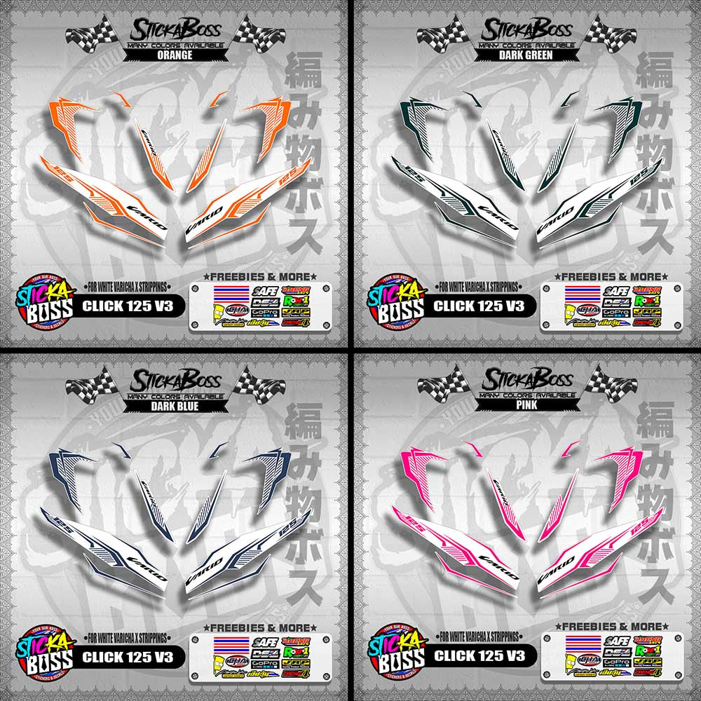 CLICK 125 V3 DECALS ( FOR WHITE VARICHA X STRIPPINGS )【WITH FREEBIES】