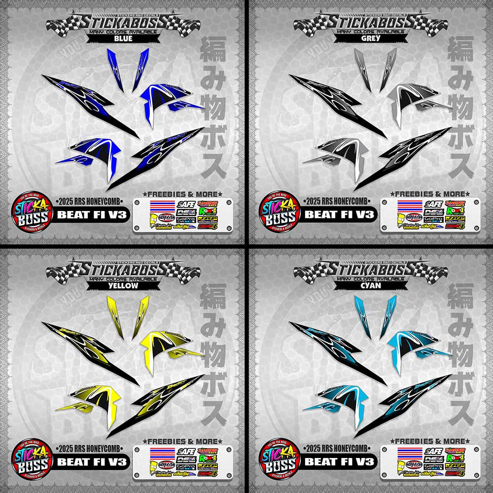 BEAT FI V3 INDO STICKER DECALS ( 2025 RRS HONEYCOMB )【WITH FREEBIES】