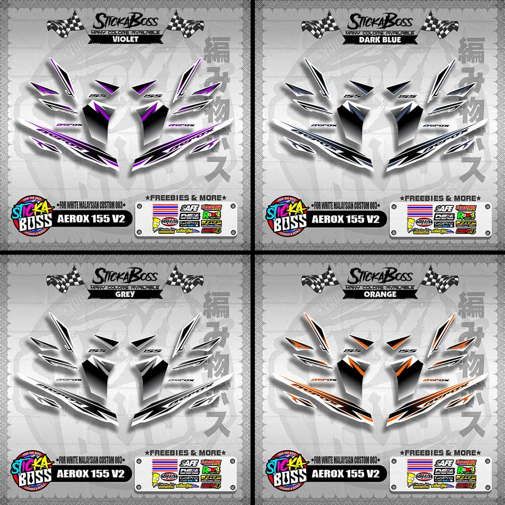 AEROX 155 V2 DECALS ( FOR WHITE MALAYSIAN CUSTOM 003 )【WITH FREEBIES】