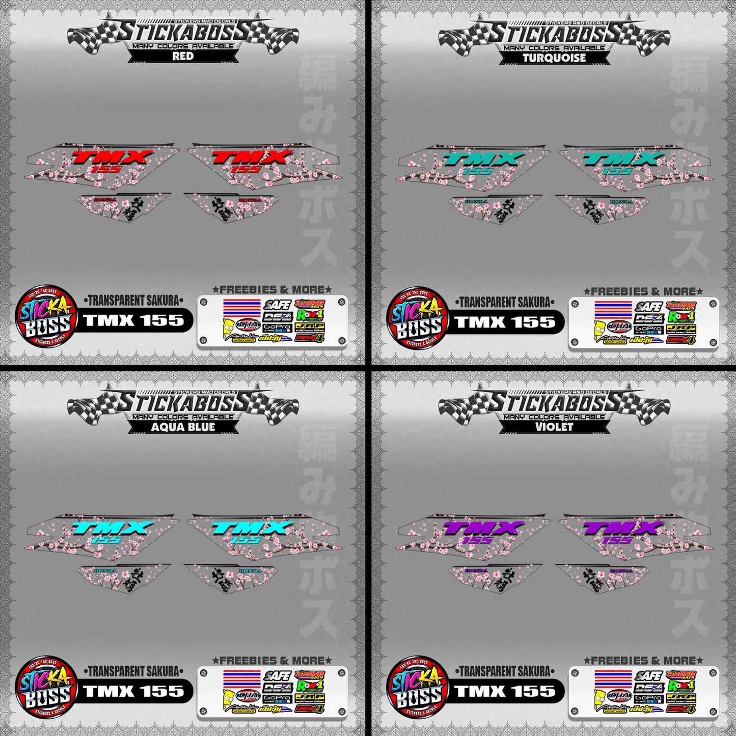 【PREMIUM UV PRINT】TRANSPARENT TMX 155 STICKER DECALS ( SAKURA )【WITH FREEBIES】