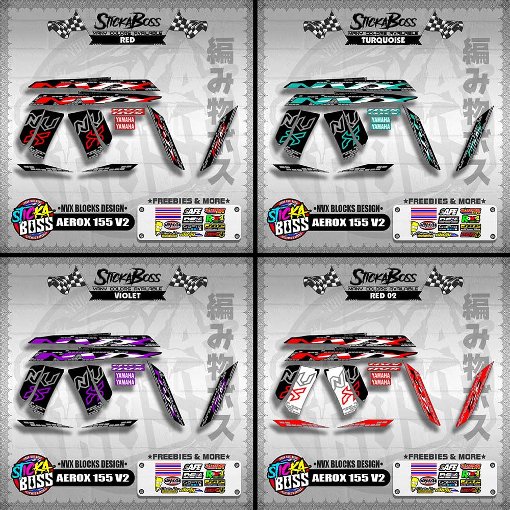 AEROX 155 V2 DECALS ( NVX BLOCKS DESIGN )【WITH FREEBIES】