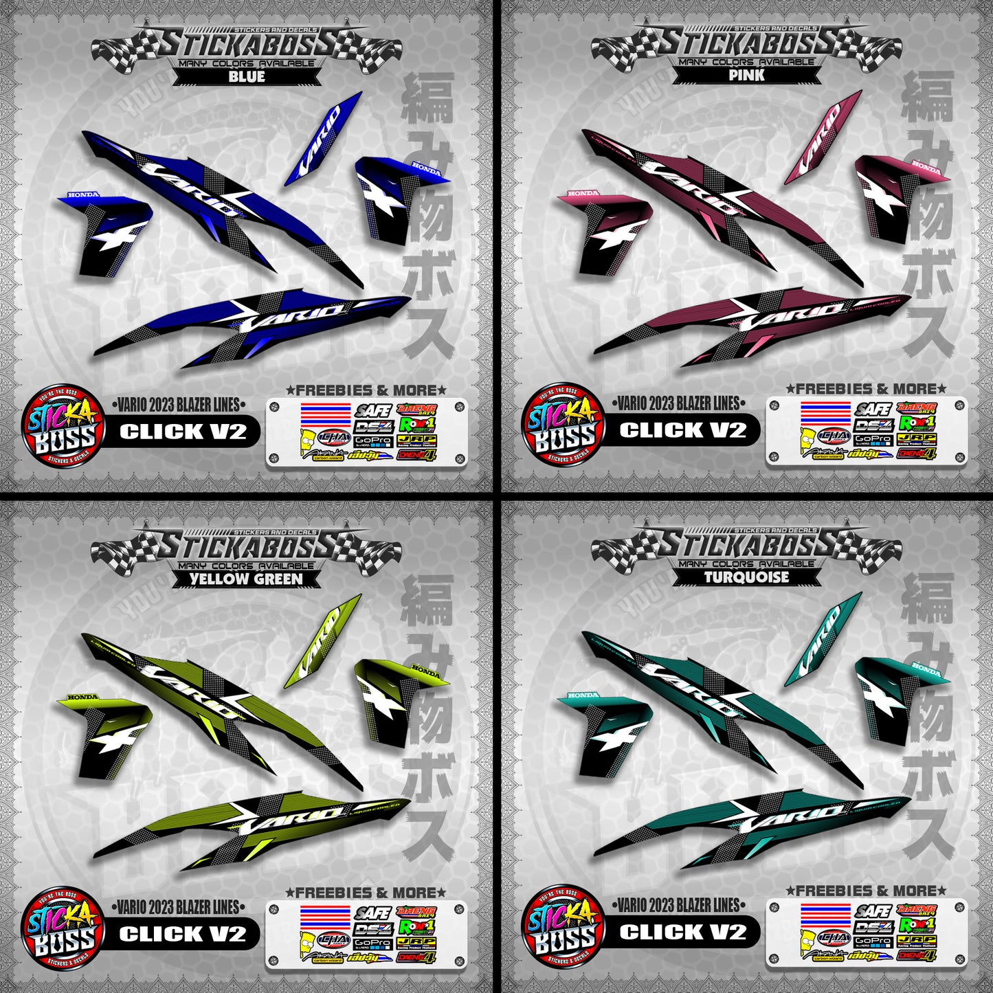 CLICK V2 STICKER DECALS ( VARIO 2023 BLAZER LINES )【WITH FREEBIES】