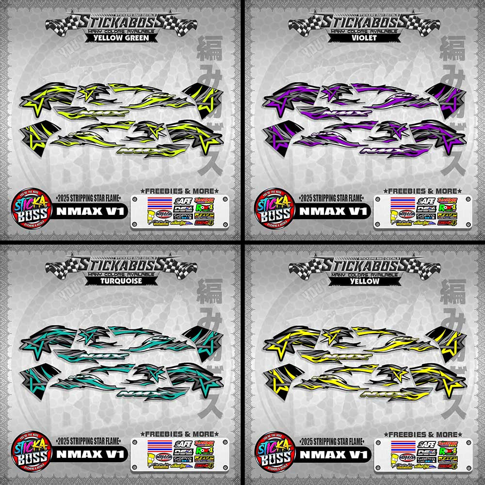 NMAX V1 STICKER DECALS ( 2025 STRIPPING STAR FLAME )【WITH FREEBIES】