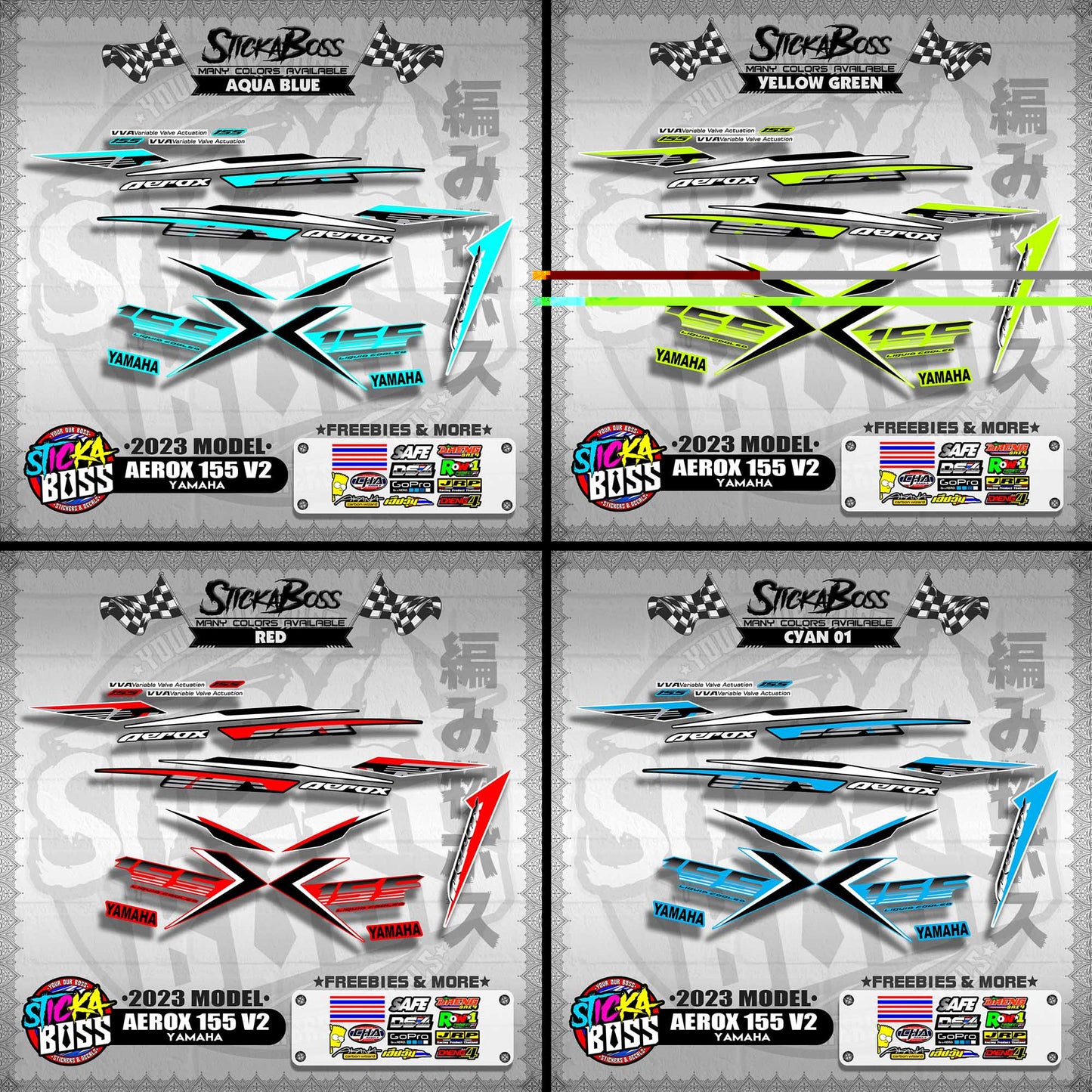 AEROX 155 V2 2023 STOCK DECALS ( 2023 MODEL )【WITH FREEBIES】