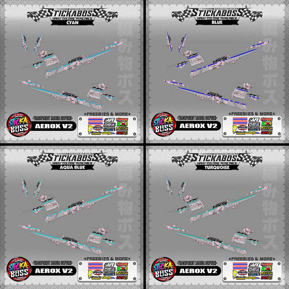 【PREMIUM UV PRINT】TRANSPARENT AEROX 155 V2 ( SAKURA INSPIRED )【WITH FREEBIES】