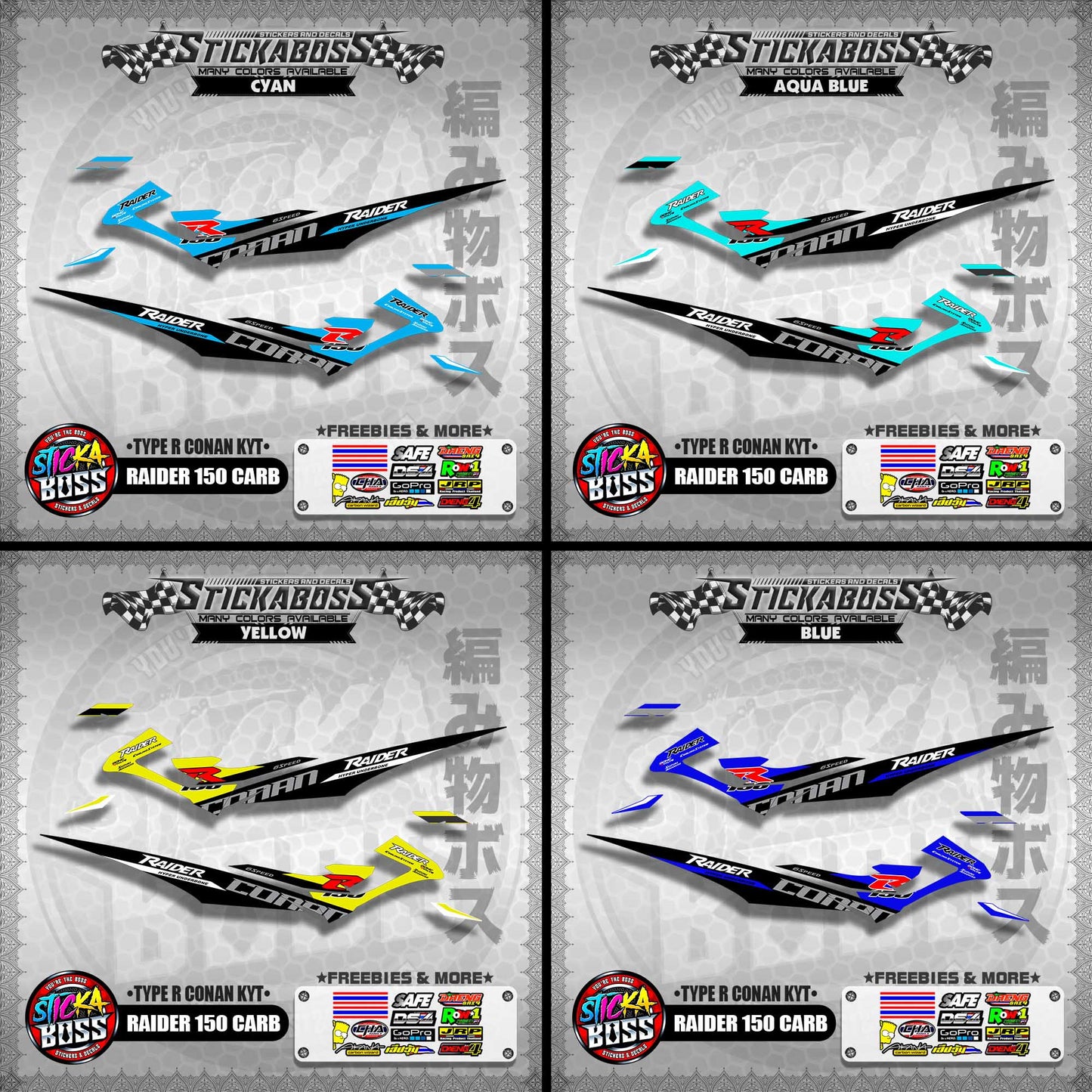 RAIDER 150 CARB DECALS ( TYPE R CONAN KYT )【WITH FREEBIES】