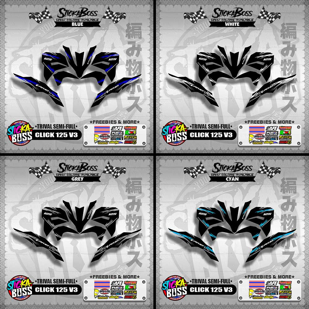 CLICK 125 V3 DECALS ( TRIVAL SEMI-FULL )【WITH FREEBIES】