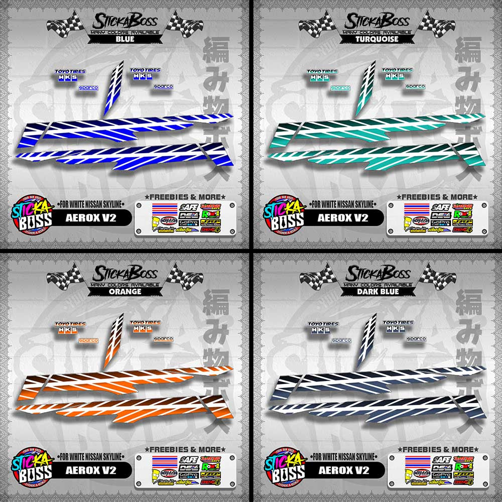 AEROX V2 DECALS ( FOR WHITE NISSAN SKYLINE )【WITH FREEBIES】