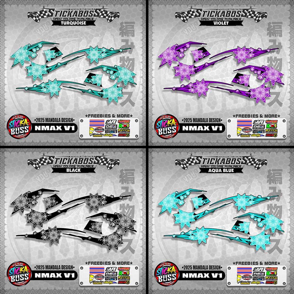 NMAX V1 INDO-THAI-MALAYSIAN STICKER DECALS ( 2025 MANDALA DESIGN )【WITH FREEBIES】