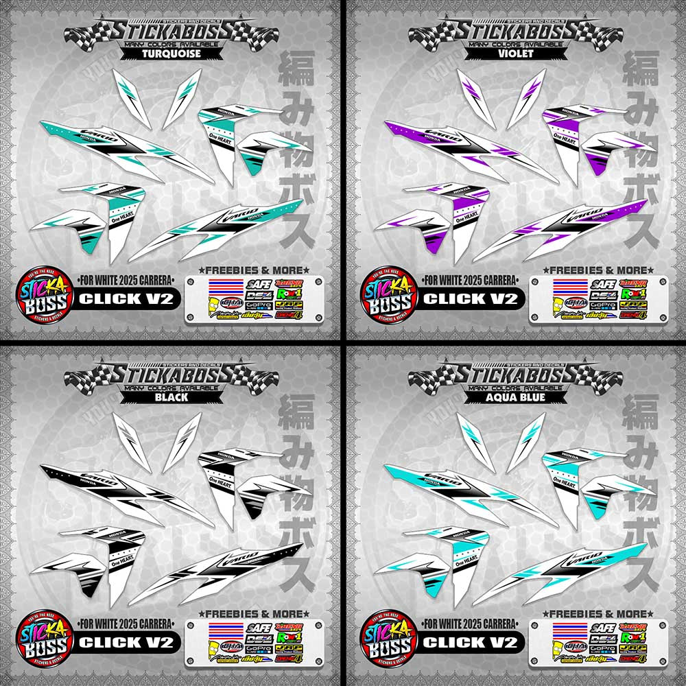 CLICK V2 STICKER DECALS ( FOR WHITE 2025 CARRERA )【WITH FREEBIES】