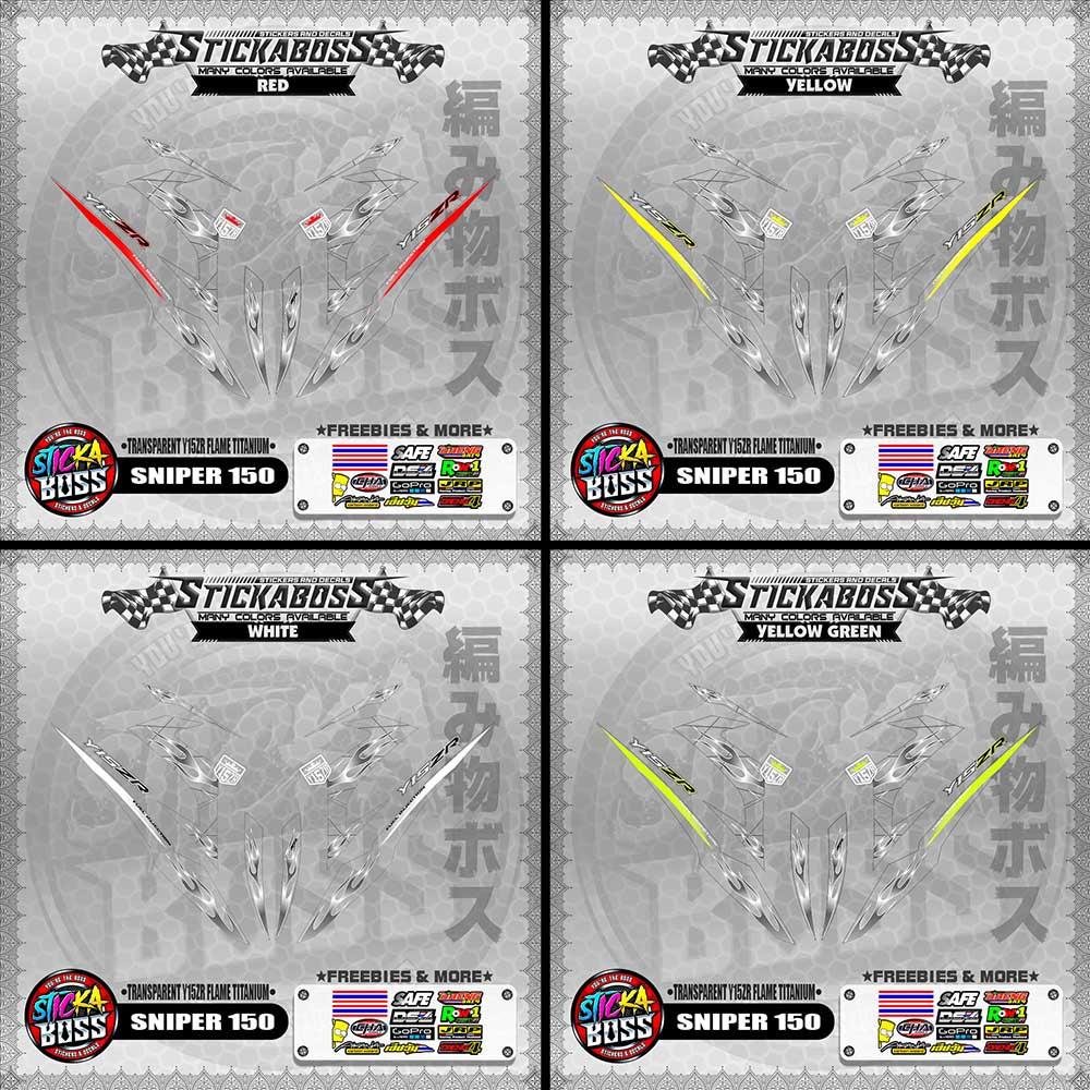 【PREMIUM UV PRINT】TRANSPARENT SNIPER 150 STICKER DECALS ( Y15ZR FLAME TITANIUM )【WITH FREEBIES】