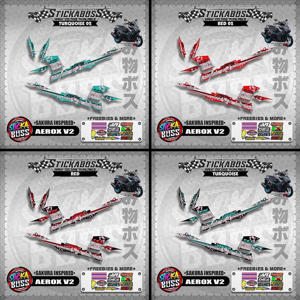 AEROX V2 STICKER DECALS ( SAKURA INSPIRED )【WITH FREEBIES】
