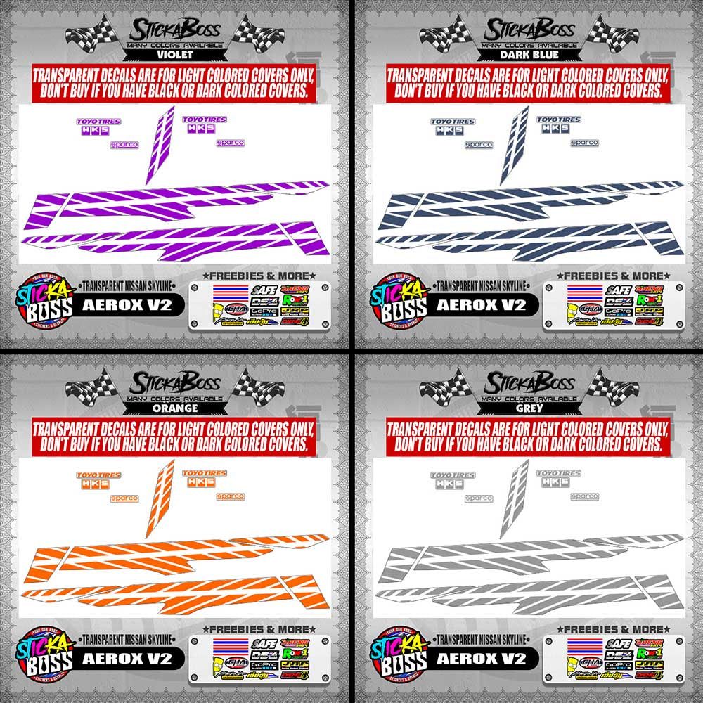 AEROX V2 DECALS ( TRANSPARENT NISSAN SKYLINE )【WITH FREEBIES】
