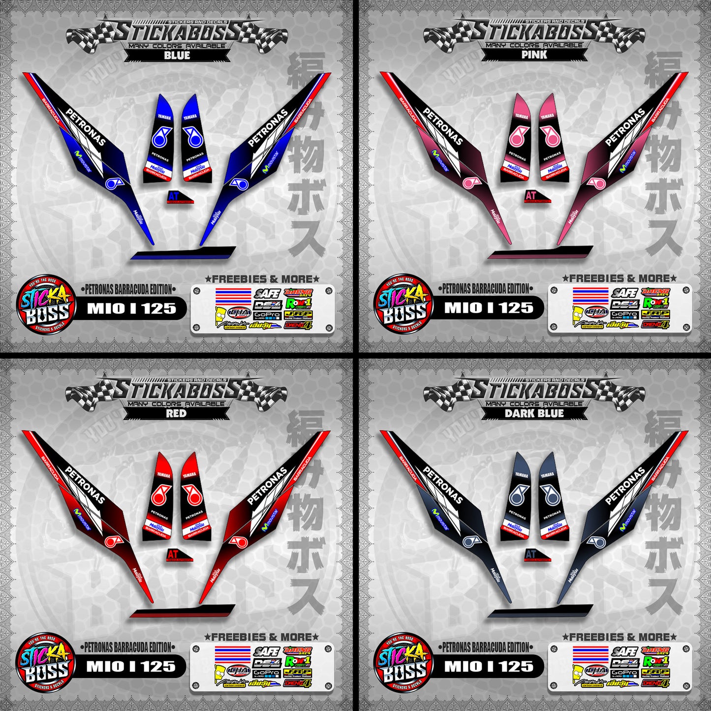 MIO I 125 STICKER DECALS ( PETRONAS BARRACUDA EDITION )【WITH FREEBIES】