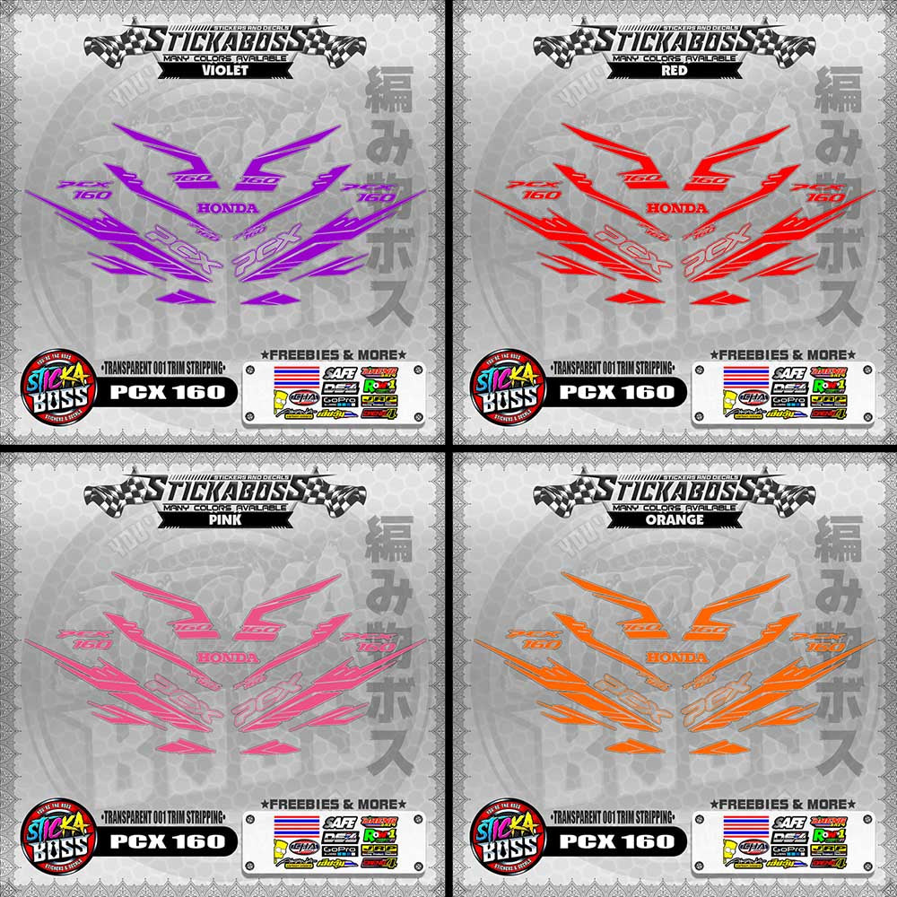 【PREMIUM UV PRINT】TRANSPARENT PCX 160 STICKER DECALS ( 001 TRIM STRIPPING )【WITH FREEBIES】