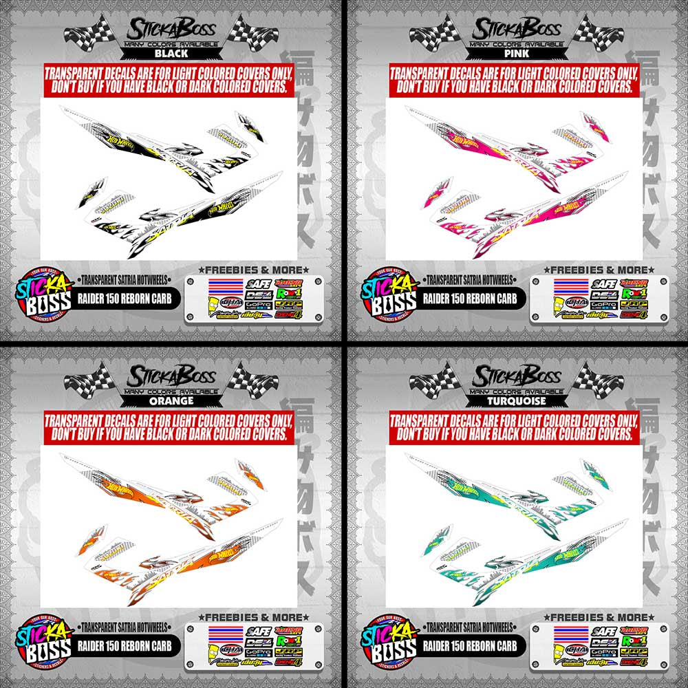 RAIDER 150 REBORN CARB DECALS ( TRANSPARENT SATRIA HOTWHEELS )【WITH FREEBIES】
