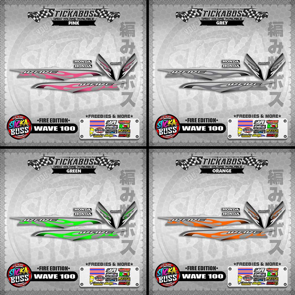 WAVE 100 STICKER DECALS ( FIRE EDITION )【WITH FREEBIES】