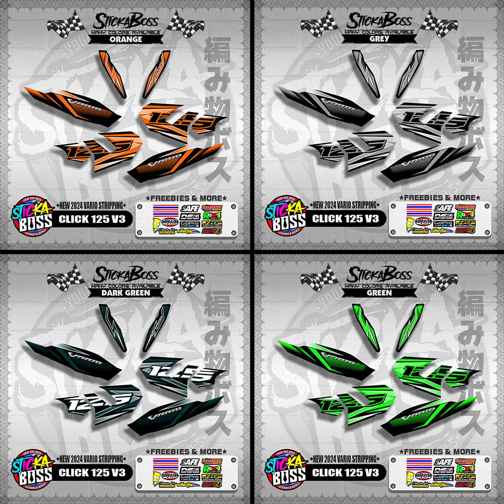 CLICK 125 V3 DECALS ( NEW 2024 VARIO STRIPPING )【WITH FREEBIES】