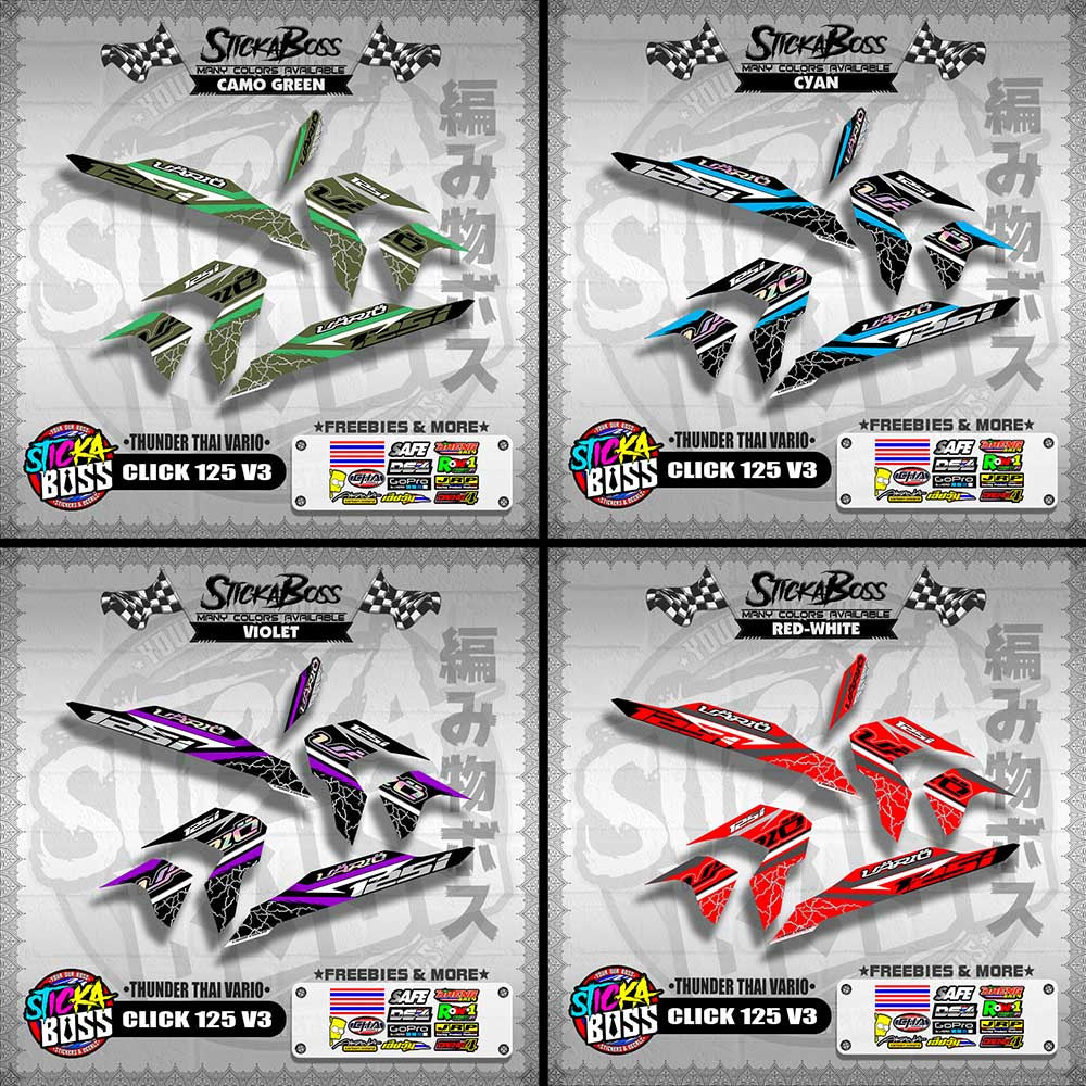 CLICK 125 V3 THAILAND DECALS ( THUNDER THAI VARIO )【WITH FREEBIES】