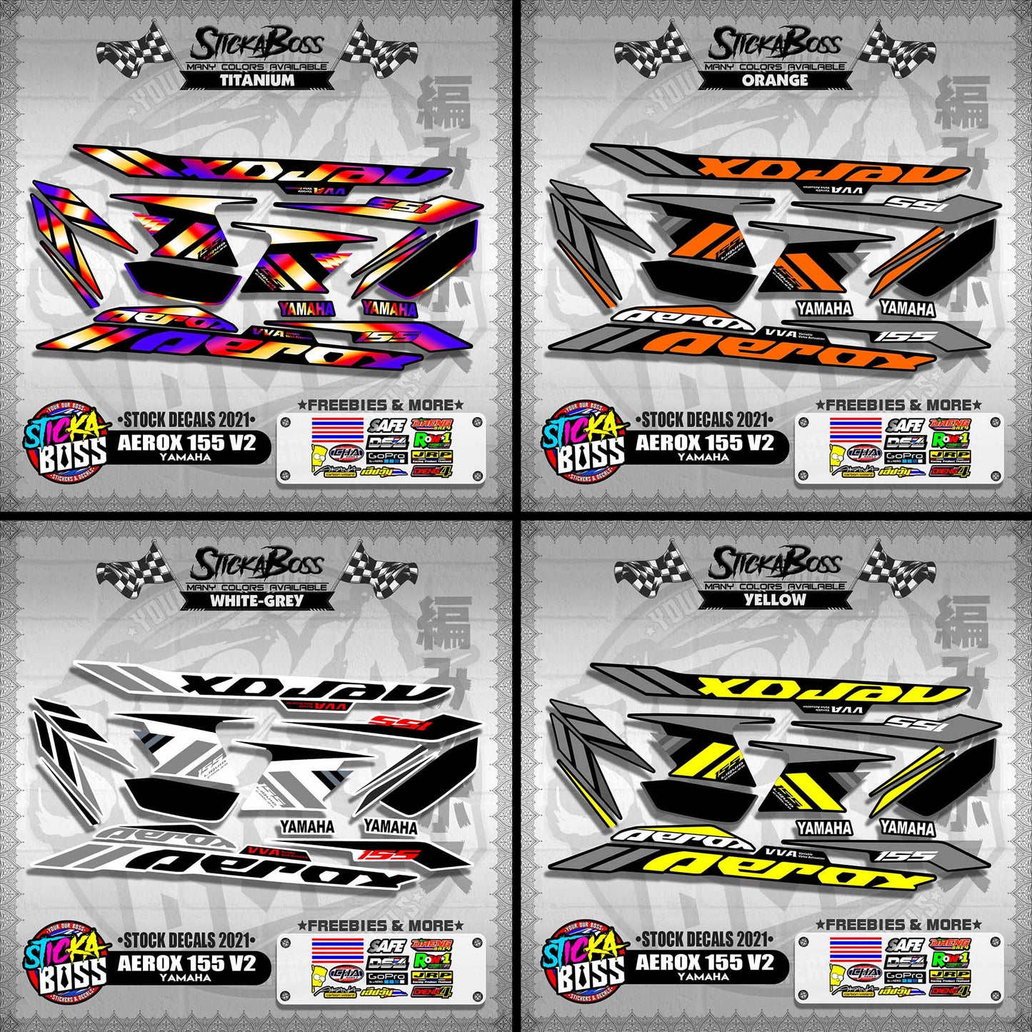 AEROX 155 V2 ( STOCK DECALS 2021 )【WITH FREEBIES】