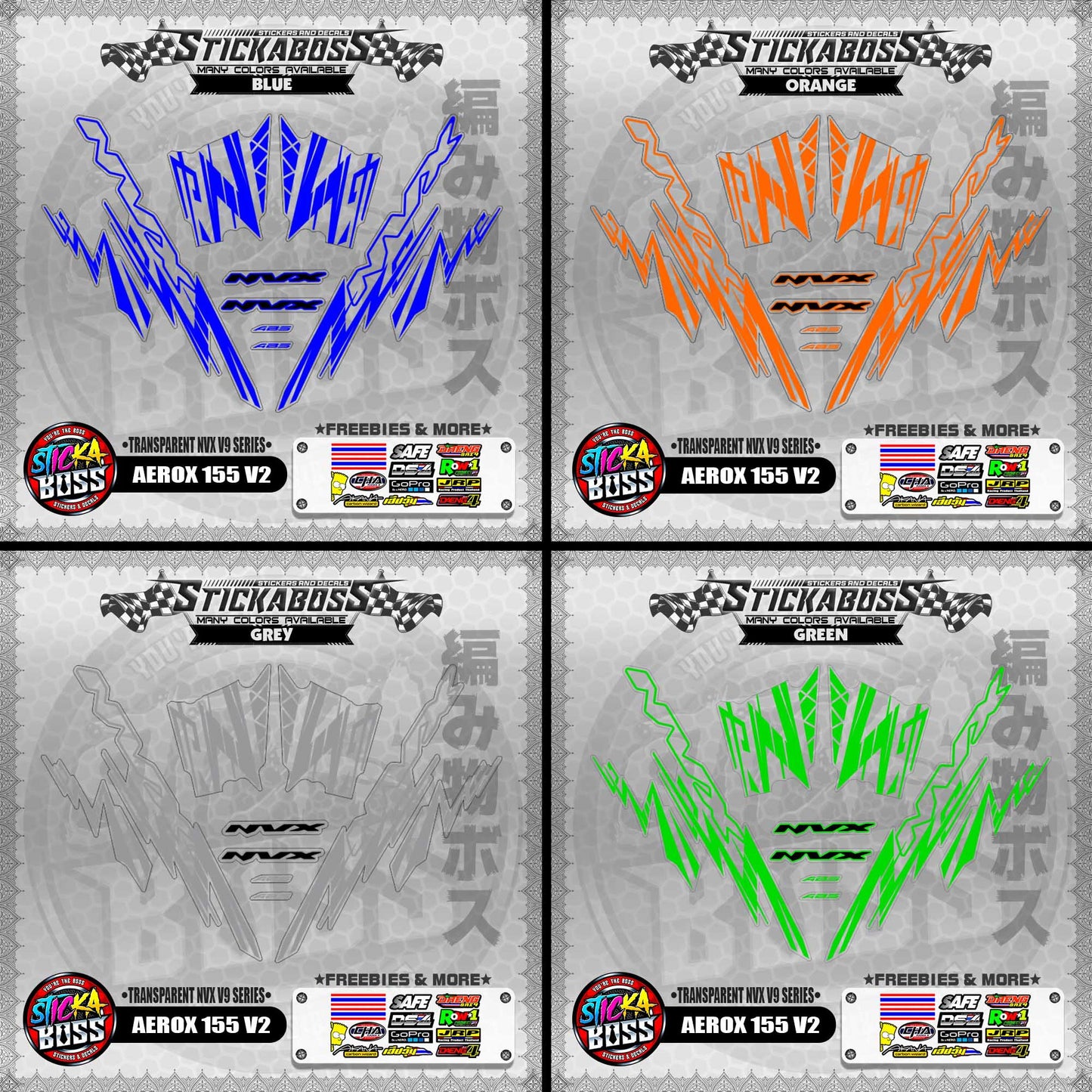 【PREMIUM UV PRINT】TRANSPARENT AEROX 155 V2 DECALS ( NVX V9 SERIES )【WITH FREEBIES】