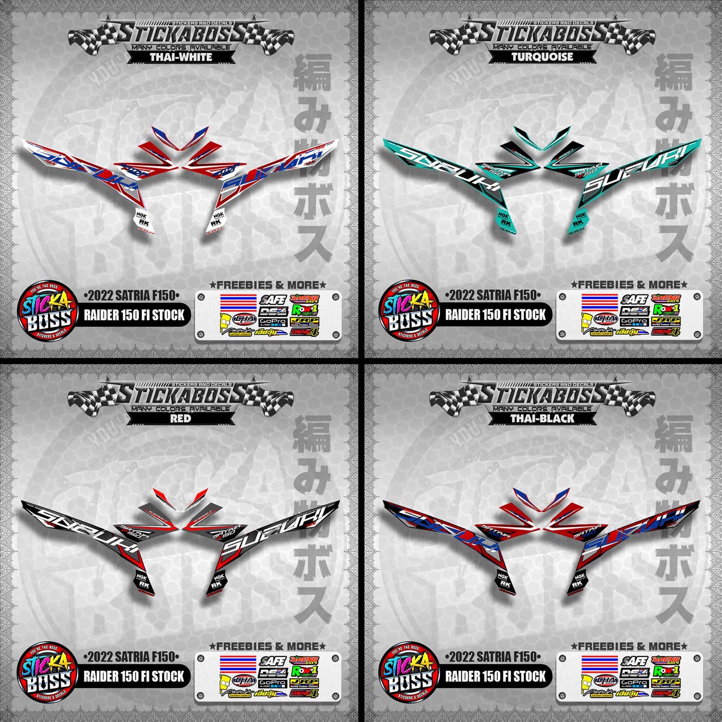 SUZUKI RAIDER 150 FI STOCK DECALS ( 2022 SATRIA F150 )【WITH FREEBIES】